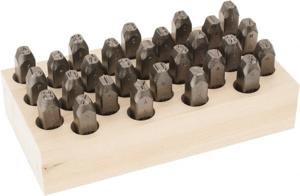 C.H. Hanson - 27 Piece, 3/8" Character Steel Stamp Set - Letters, Low Stress Round Face Full - Exact Tooling