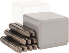 C.H. Hanson - 9 Piece, 1/8" Character Steel Stamp Set - Figures, Low Stress Round Face Full - Exact Tooling