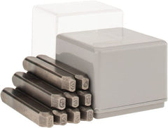 C.H. Hanson - 9 Piece, 1/8" Character Steel Stamp Set - Figures, Low Stress Round Face Dot - Exact Tooling