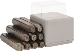 C.H. Hanson - 9 Piece, 1/4" Character Steel Stamp Set - Figures, Low Stress Round Face Dot - Exact Tooling