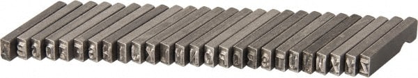 C.H. Hanson - 26 Piece, 1/8 Inch Character, Steel Type Set - 8 Character Capacity, A-Z Content - Exact Tooling