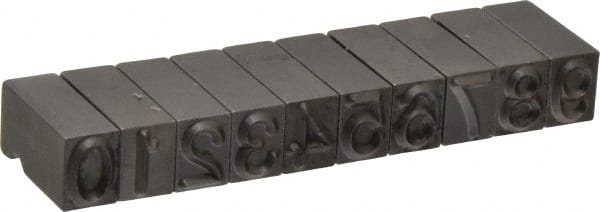 C.H. Hanson - 10 Piece, 3/8 Inch Character, Steel Type Set - No Character Capacity, 0-9 Content - Exact Tooling