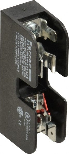 Ferraz Shawmut - 1 Pole, 10 to 14 AWG, 600 VAC/VDC, 30 Amp, DIN Rail Mount, Screw Mount Fuse Block - 13/32 Inch Diameter x 1-1/2 Inch Fuse Length, 3.04 Inch Long x 0.85 Inch Wide x 1.31 Inch High Block - Exact Tooling