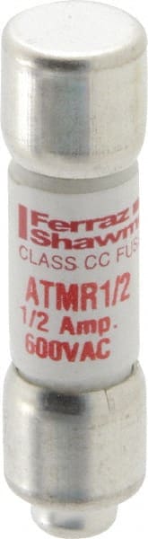 Ferraz Shawmut - 600 VAC/VDC, 0.5 Amp, Fast-Acting General Purpose Fuse - Clip Mount, 1-1/2" OAL, 100 at DC, 200 at AC kA Rating, 13/32" Diam - Exact Tooling