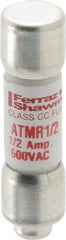 Ferraz Shawmut - 600 VAC/VDC, 0.5 Amp, Fast-Acting General Purpose Fuse - Clip Mount, 1-1/2" OAL, 100 at DC, 200 at AC kA Rating, 13/32" Diam - Exact Tooling