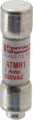 Ferraz Shawmut - 600 VAC/VDC, 1 Amp, Fast-Acting General Purpose Fuse - Clip Mount, 1-1/2" OAL, 100 at DC, 200 at AC kA Rating, 13/32" Diam - Exact Tooling