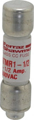 Ferraz Shawmut - 600 VAC/VDC, 1.5 Amp, Fast-Acting General Purpose Fuse - Clip Mount, 1-1/2" OAL, 100 at DC, 200 at AC kA Rating, 13/32" Diam - Exact Tooling
