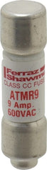 Ferraz Shawmut - 600 VAC/VDC, 9 Amp, Fast-Acting General Purpose Fuse - Clip Mount, 1-1/2" OAL, 100 at DC, 200 at AC kA Rating, 13/32" Diam - Exact Tooling