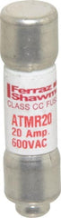 Ferraz Shawmut - 600 VAC/VDC, 20 Amp, Fast-Acting General Purpose Fuse - Clip Mount, 1-1/2" OAL, 100 at DC, 200 at AC kA Rating, 13/32" Diam - Exact Tooling