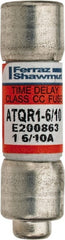 Ferraz Shawmut - 300 VDC, 600 VAC, 1.6 Amp, Time Delay General Purpose Fuse - Clip Mount, 1-1/2" OAL, 100 at DC, 200 at AC kA Rating, 13/32" Diam - Exact Tooling