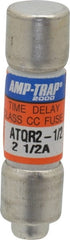 Ferraz Shawmut - 300 VDC, 600 VAC, 2.5 Amp, Time Delay General Purpose Fuse - Clip Mount, 1-1/2" OAL, 100 at DC, 200 at AC kA Rating, 13/32" Diam - Exact Tooling