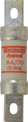 Ferraz Shawmut - 300 VDC, 600 VAC, 70 Amp, Fast-Acting General Purpose Fuse - Clip Mount, 4-5/8" OAL, 100 at DC, 200 at AC kA Rating, 1-1/8" Diam - Exact Tooling