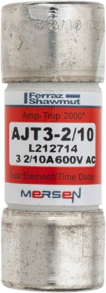 Ferraz Shawmut - 500 VDC, 600 VAC, 3.2 Amp, Time Delay General Purpose Fuse - Clip Mount, 2-1/4" OAL, 100 at DC, 200 at AC, 300 (Self-Certified) kA Rating, 13/16" Diam - Exact Tooling