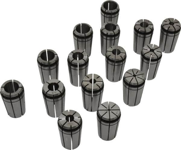 Centaur - 15 Piece, 1/8" to 1" Capacity, Single Angle Collet Set - Series TG/PG 100 - Exact Tooling