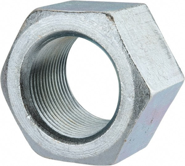 Value Collection - 1-1/2 - 12 UNF Steel Right Hand Hex Nut - 2-1/4" Across Flats, 1-9/32" High, Zinc Clear Finish - Exact Tooling
