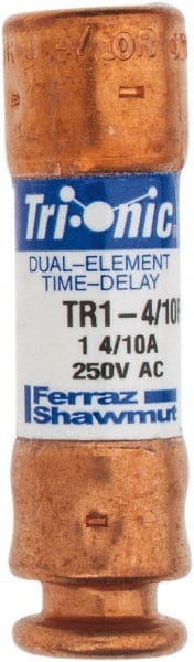 Ferraz Shawmut - 250 VAC/VDC, 1.4 Amp, Time Delay General Purpose Fuse - Clip Mount, 50.8mm OAL, 20 at DC, 200 at AC kA Rating, 9/16" Diam - Exact Tooling