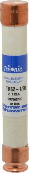 Ferraz Shawmut - 600 VAC/VDC, 2.5 Amp, Time Delay General Purpose Fuse - Clip Mount, 127mm OAL, 20 at DC, 200 at AC kA Rating, 13/16" Diam - Exact Tooling