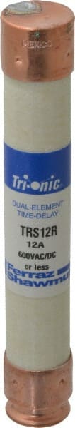 Ferraz Shawmut - 600 VAC/VDC, 12 Amp, Time Delay General Purpose Fuse - Clip Mount, 127mm OAL, 20 at DC, 200 at AC kA Rating, 13/16" Diam - Exact Tooling
