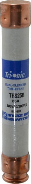 Ferraz Shawmut - 300 VDC, 600 VAC, 25 Amp, Time Delay General Purpose Fuse - Clip Mount, 127mm OAL, 20 at DC, 200 at AC kA Rating, 13/16" Diam - Exact Tooling