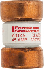 Ferraz Shawmut - 160 VDC, 300 VAC, 45 Amp, Fast-Acting General Purpose Fuse - Clip Mount, 7/8" OAL, 200 at AC, 50 at DC kA Rating, 9/16" Diam - Exact Tooling