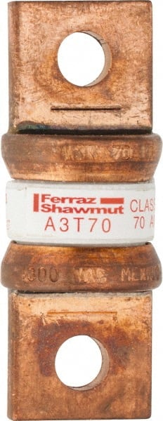 Ferraz Shawmut - 160 VDC, 300 VAC, 70 Amp, Fast-Acting General Purpose Fuse - Bolt-on Mount, 2-5/32" OAL, 200 at AC, 50 at DC kA Rating, 13/16" Diam - Exact Tooling