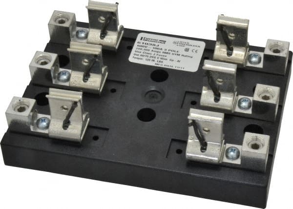 Ferraz Shawmut - 3 Pole, 6 to 2/0 AWG, 600 VAC/VDC, 100 Amp, Screw Mount Fuse Block - 4 Inch Long x 4.65 Inch Wide x 2.21 Inch High Block - Exact Tooling