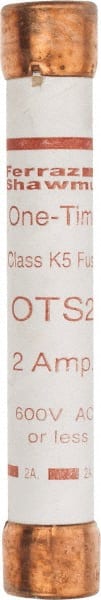 Ferraz Shawmut - 300 VDC, 600 VAC, 2 Amp, Fast-Acting General Purpose Fuse - Clip Mount, 127mm OAL, 20 at DC, 50 at AC kA Rating, 13/16" Diam - Exact Tooling