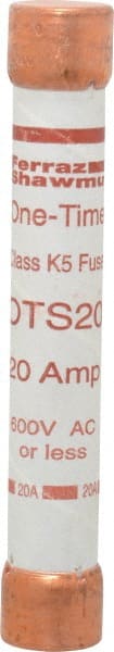 Ferraz Shawmut - 300 VDC, 600 VAC, 20 Amp, Fast-Acting General Purpose Fuse - Clip Mount, 127mm OAL, 20 at DC, 50 at AC kA Rating, 13/16" Diam - Exact Tooling