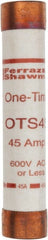 Ferraz Shawmut - 300 VDC, 600 VAC, 45 Amp, Fast-Acting General Purpose Fuse - Clip Mount, 5-1/2" OAL, 20 at DC, 50 at AC kA Rating, 1-1/16" Diam - Exact Tooling