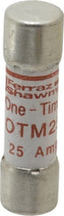 Ferraz Shawmut - 250 VAC, 25 Amp, Fast-Acting General Purpose Fuse - Clip Mount, 1-1/2" OAL, 10 at AC kA Rating, 13/32" Diam - Exact Tooling