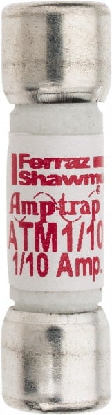 Ferraz Shawmut - 600 VAC/VDC, 0.1 Amp, Fast-Acting General Purpose Fuse - Clip Mount, 1-1/2" OAL, 100 at AC/DC kA Rating, 13/32" Diam - Exact Tooling