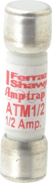 Ferraz Shawmut - 600 VAC/VDC, 0.5 Amp, Fast-Acting General Purpose Fuse - Clip Mount, 1-1/2" OAL, 100 at AC/DC kA Rating, 13/32" Diam - Exact Tooling