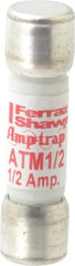 Ferraz Shawmut - 600 VAC/VDC, 0.5 Amp, Fast-Acting General Purpose Fuse - Clip Mount, 1-1/2" OAL, 100 at AC/DC kA Rating, 13/32" Diam - Exact Tooling