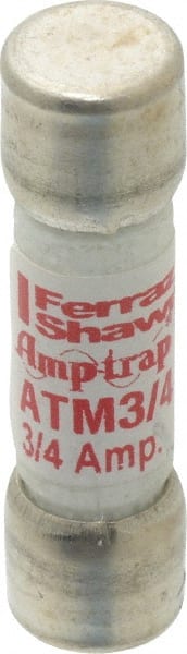 Ferraz Shawmut - 600 VAC/VDC, 0.75 Amp, Fast-Acting Midget Fuse - Clip Mount, 1-1/2" OAL, 100 at AC/DC kA Rating, 13/32" Diam - Exact Tooling