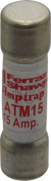 Ferraz Shawmut - 600 VAC/VDC, 15 Amp, Fast-Acting General Purpose Fuse - Clip Mount, 1-1/2" OAL, 100 at AC/DC kA Rating, 13/32" Diam - Exact Tooling