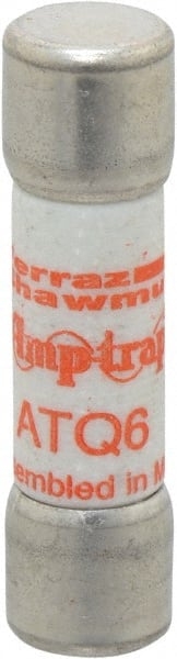 Ferraz Shawmut - 500 VAC, 6 Amp, Time Delay General Purpose Fuse - Clip Mount, 1-1/2" OAL, 10 at AC kA Rating, 13/32" Diam - Exact Tooling