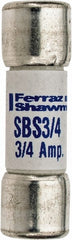 Ferraz Shawmut - 600 VAC, 0.75 Amp, Fast-Acting Ferrule Fuse - Clip Mount, 1-3/8" OAL, 100 at AC kA Rating, 13/32" Diam - Exact Tooling