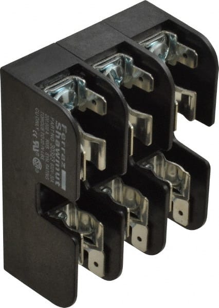 Ferraz Shawmut - 3 Pole, 10 to 14 AWG, 600 VAC/VDC, 30 Amp, DIN Rail Mount, Screw Mount Fuse Block - 13/32 Inch Diameter x 1-1/2 Inch Fuse Length, 3.04 Inch Long x 2.35 Inch Wide x 1.31 Inch High Block - Exact Tooling