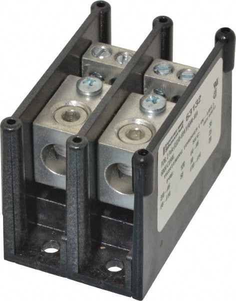 Ferraz Shawmut - 2 Poles, 135 Amp, 2/0-14 AWG Primary, 4-14 AWG Secondary, Polycarbonate Power Distribution Block - 1000 VAC/VDC, 1 Primary Connection, 1.98 Inch Long x 3.08 Inch Deep x 2.81 Inch High - Exact Tooling