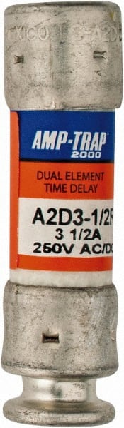 Ferraz Shawmut - 250 VAC/VDC, 3.5 Amp, Time Delay General Purpose Fuse - Clip Mount, 51mm OAL, 100 at DC, 200 at AC kA Rating, 9/16" Diam - Exact Tooling