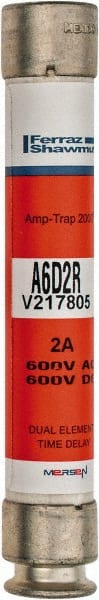 Ferraz Shawmut - 600 VAC/VDC, 2 Amp, Time Delay General Purpose Fuse - Clip Mount, 127mm OAL, 100 at DC, 200 at AC kA Rating, 13/16" Diam - Exact Tooling