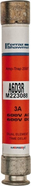 Ferraz Shawmut - 600 VAC/VDC, 3 Amp, Time Delay General Purpose Fuse - Clip Mount, 127mm OAL, 100 at DC, 200 at AC kA Rating, 13/16" Diam - Exact Tooling