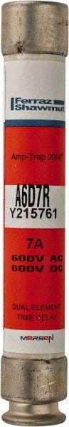Ferraz Shawmut - 600 VAC/VDC, 7 Amp, Time Delay General Purpose Fuse - Clip Mount, 127mm OAL, 100 at DC, 200 at AC kA Rating, 13/16" Diam - Exact Tooling