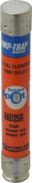 Ferraz Shawmut - 600 VAC/VDC, 25 Amp, Time Delay General Purpose Fuse - Clip Mount, 127mm OAL, 100 at DC, 200 at AC kA Rating, 13/16" Diam - Exact Tooling