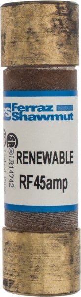 Ferraz Shawmut - 250 VAC, 45 Amp, Fast-Acting Renewable Fuse - Clip Mount, 76mm OAL, 10 at AC kA Rating, 13/16" Diam - Exact Tooling
