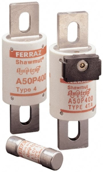 Ferraz Shawmut - 450 VDC, 500 VAC, 600 Amp, Fast-Acting Semiconductor/High Speed Fuse - Bolt-on Mount, 4-15/32" OAL, 100 at AC, 79 at DC kA Rating, 2" Diam - Exact Tooling