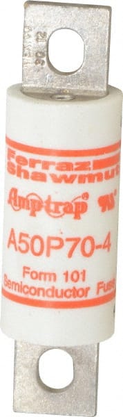 Ferraz Shawmut - 450 VDC, 500 VAC, 70 Amp, Fast-Acting Semiconductor/High Speed Fuse - Bolt-on Mount, 3-5/8" OAL, 100 at AC, 79 at DC kA Rating, 1" Diam - Exact Tooling