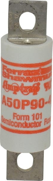Ferraz Shawmut - 450 VDC, 500 VAC, 90 Amp, Fast-Acting Semiconductor/High Speed Fuse - Bolt-on Mount, 3-5/8" OAL, 100 at AC, 79 at DC kA Rating, 1" Diam - Exact Tooling