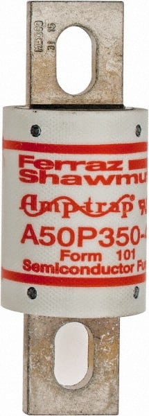 Ferraz Shawmut - 450 VDC, 500 VAC, 350 Amp, Fast-Acting Semiconductor/High Speed Fuse - Bolt-on Mount, 4-11/32" OAL, 100 at AC, 79 at DC kA Rating, 1-1/2" Diam - Exact Tooling
