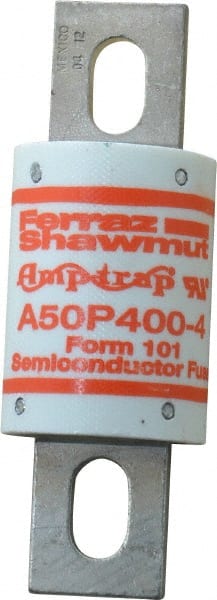 Ferraz Shawmut - 450 VDC, 500 VAC, 400 Amp, Fast-Acting Semiconductor/High Speed Fuse - Bolt-on Mount, 4-11/32" OAL, 100 at AC, 79 at DC kA Rating, 1-1/2" Diam - Exact Tooling